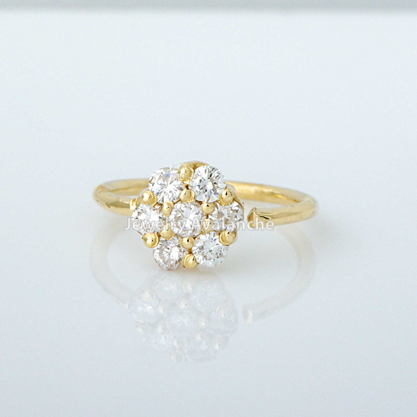 Jewelry Avalanche 20G 14K Gold .09ctw Diamond Flower Nose Hoop Ring, Twist-open 5/16"(8mm)
