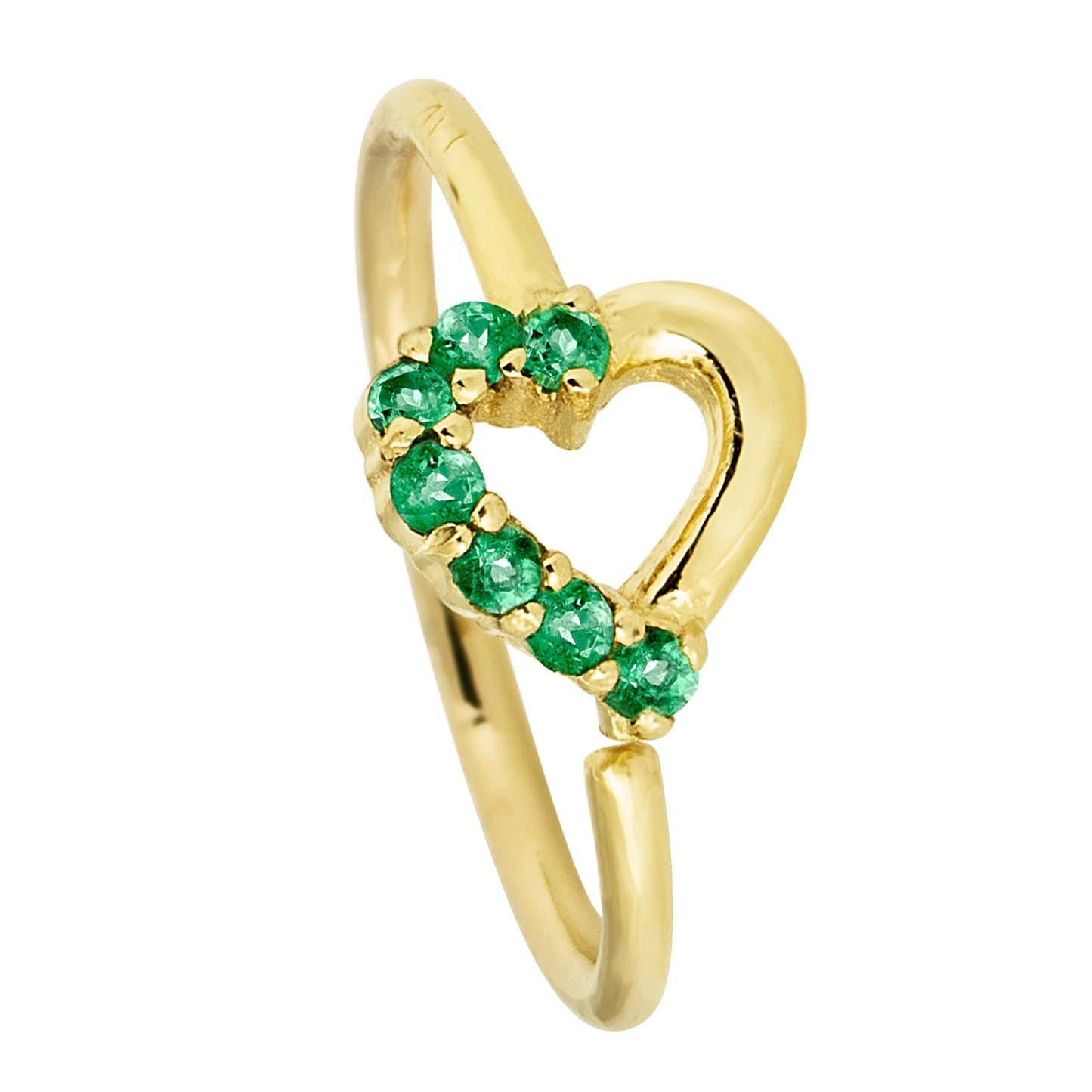 Jewelry Avalanche Ladies 14K Gold Emerald Heart Nose Hoop Ring, 20G, 8mm