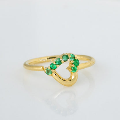 Jewelry Avalanche Ladies 14K Gold Emerald Heart Nose Hoop Ring, 20G, 8mm