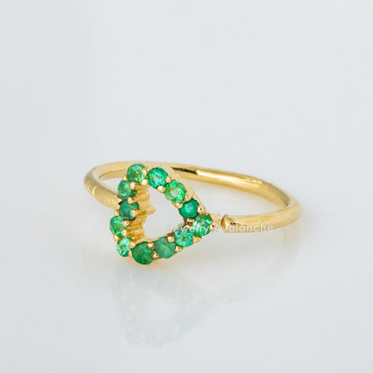 Jewelry Avalanche Ladies 14K Gold Heart Nose Hoop with Emerald Gemstones, 20G, 8mm