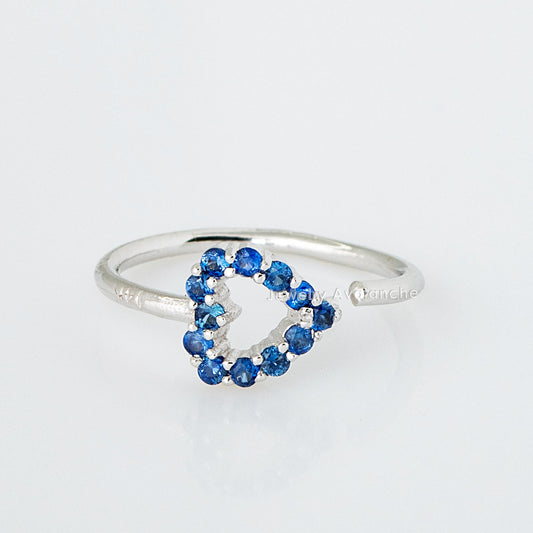 Jewelry Avalanche 20G 14K Gold Heart Nose Hoop with Blue Sapphire Gemstones 8mm