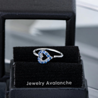 Jewelry Avalanche 20G 14K Gold Heart Nose Hoop with Blue Sapphire Gemstones 8mm
