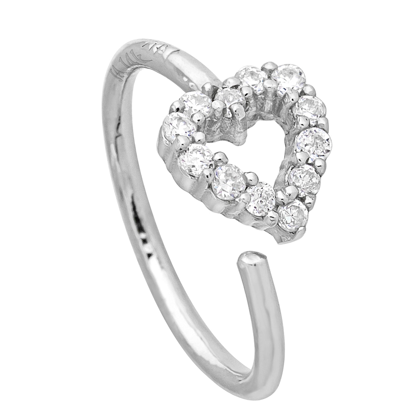 Jewelry Avalanche 20G 14K Gold 0.11ctw Diamond Heart Nose Hoop Ring, Twist-open 5/16"(8mm)