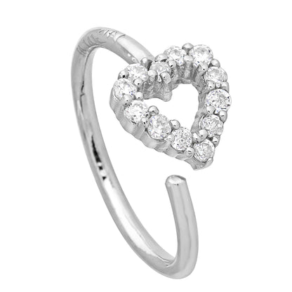 Jewelry Avalanche 20G 14K Gold 0.11ctw Diamond Heart Nose Hoop Ring, Twist-open 5/16"(8mm)