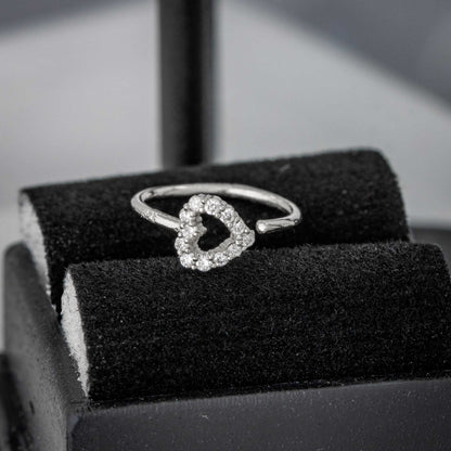 Jewelry Avalanche 20G 14K Gold 0.11ctw Diamond Heart Nose Hoop Ring, Twist-open 5/16"(8mm)