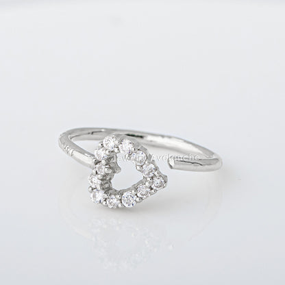 Jewelry Avalanche 20G 14K Gold 0.11ctw Diamond Heart Nose Hoop Ring, Twist-open 5/16"(8mm)