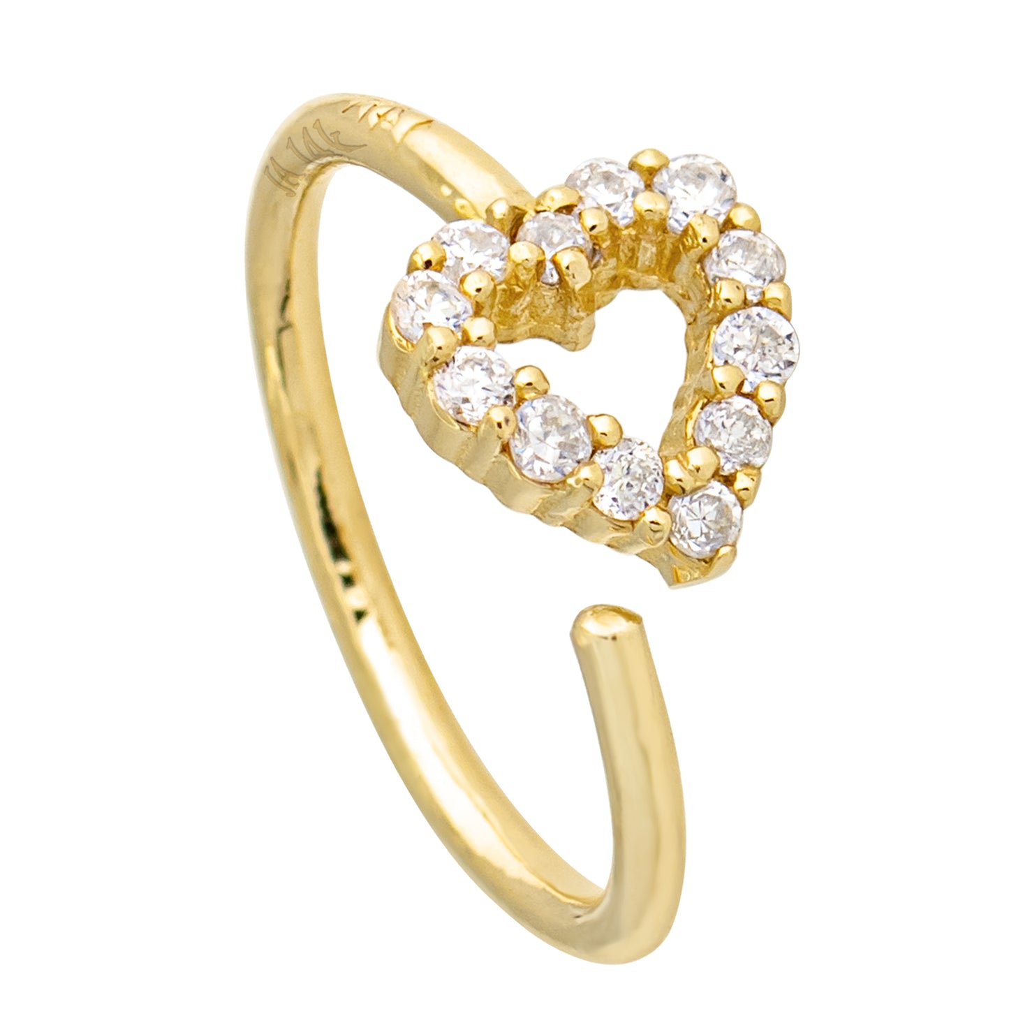 Jewelry Avalanche 20G 14K Gold 0.11ctw Diamond Heart Nose Hoop Ring, Twist-open 5/16"(8mm)
