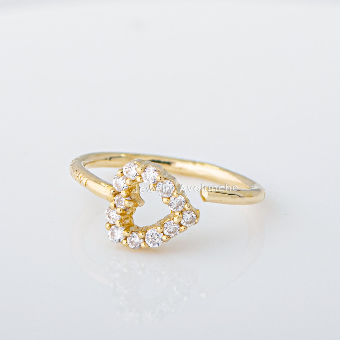 Jewelry Avalanche 20G 14K Gold 0.11ctw Diamond Heart Nose Hoop Ring, Twist-open 5/16"(8mm)