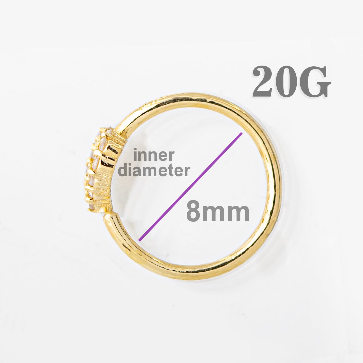 Jewelry Avalanche 20G 14K Gold 0.11ctw Diamond Heart Nose Hoop Ring, Twist-open 5/16"(8mm)