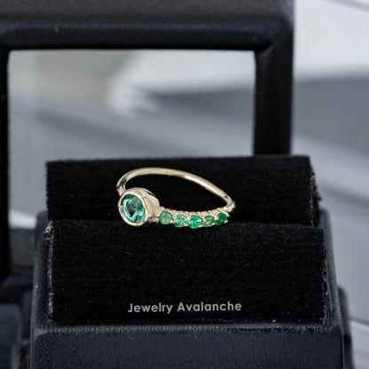 Jewelry Avalanche Ladies 20G 14K Gold Bezel Emerald Nose Hoop Ring, 5/16"(8mm)