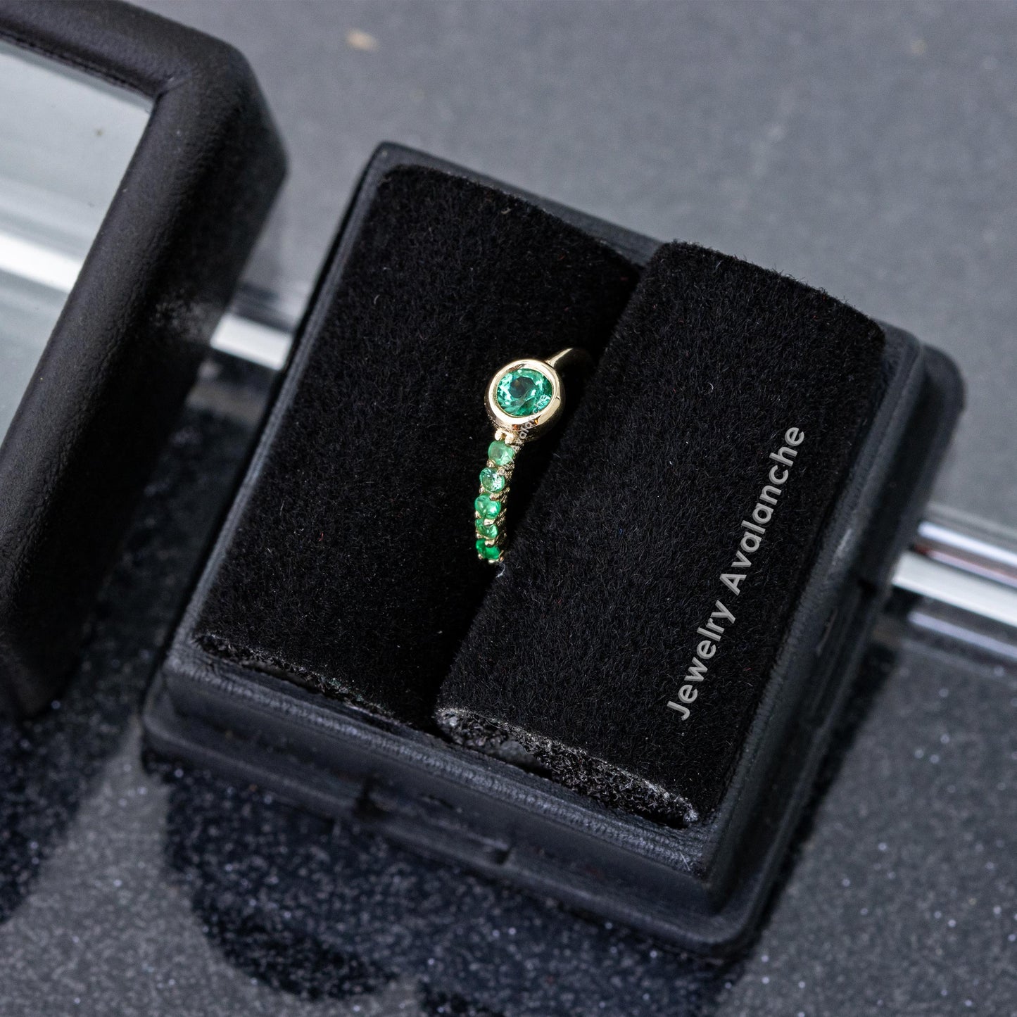 Jewelry Avalanche Ladies 20G 14K Gold Bezel Emerald Nose Hoop Ring, 5/16"(8mm)