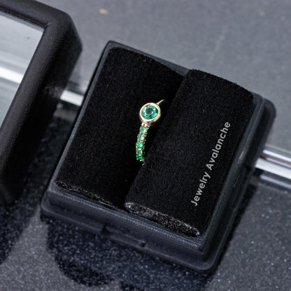 Jewelry Avalanche Ladies 20G 14K Gold Bezel Emerald Nose Hoop Ring, 5/16"(8mm)