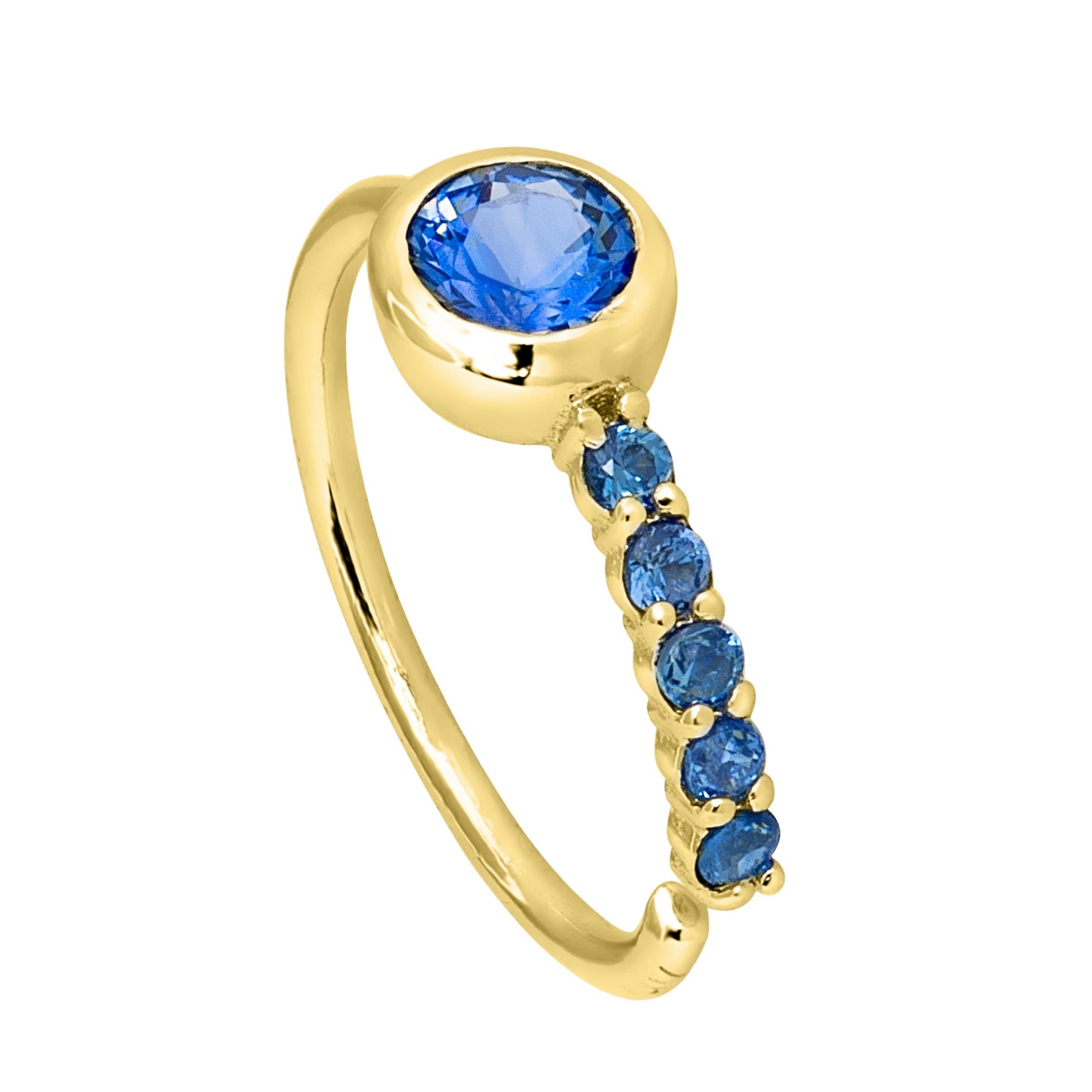 Jewelry Avalanche 20G 14K Gold Bezel Blue Sapphire Nose Hoop Ring, 5/16"(8mm)