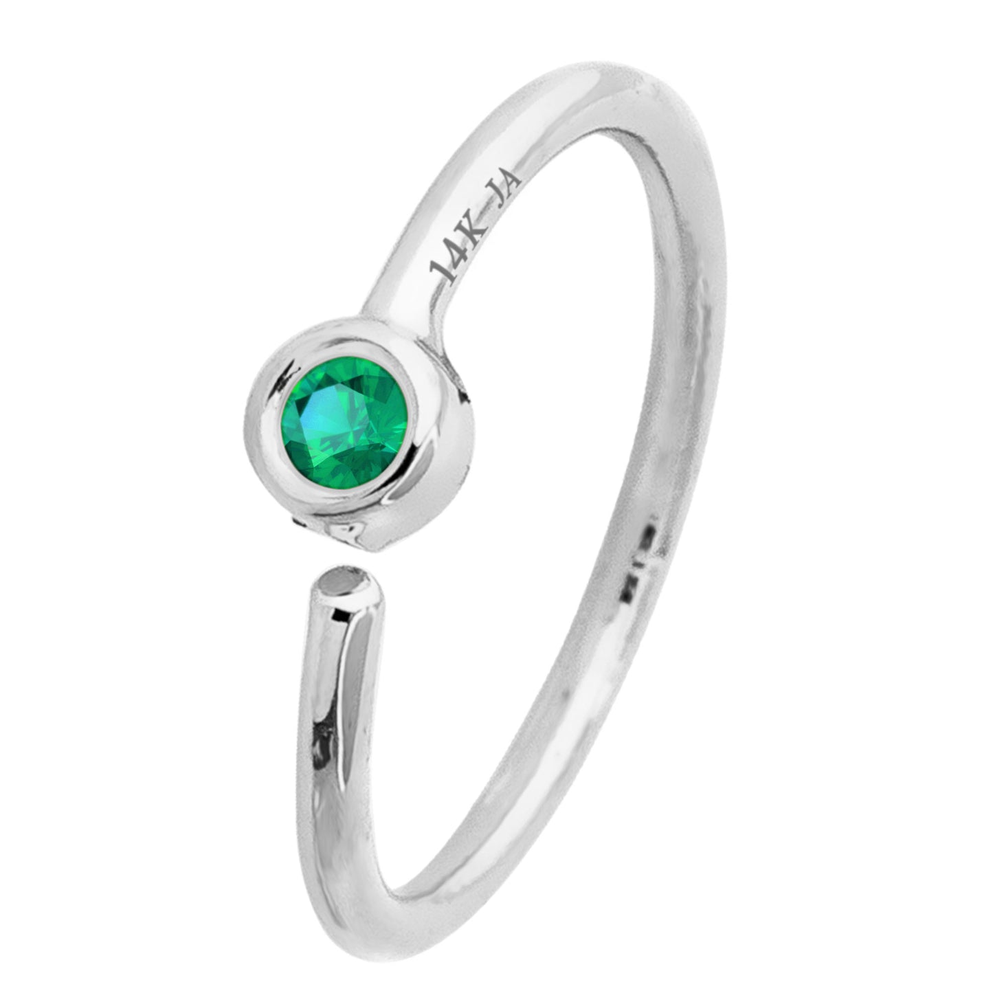 Jewelry Avalanche 20G 14K Gold Bezel Set Emerald Nose Hoop Ring, 8mm, May Birthstone