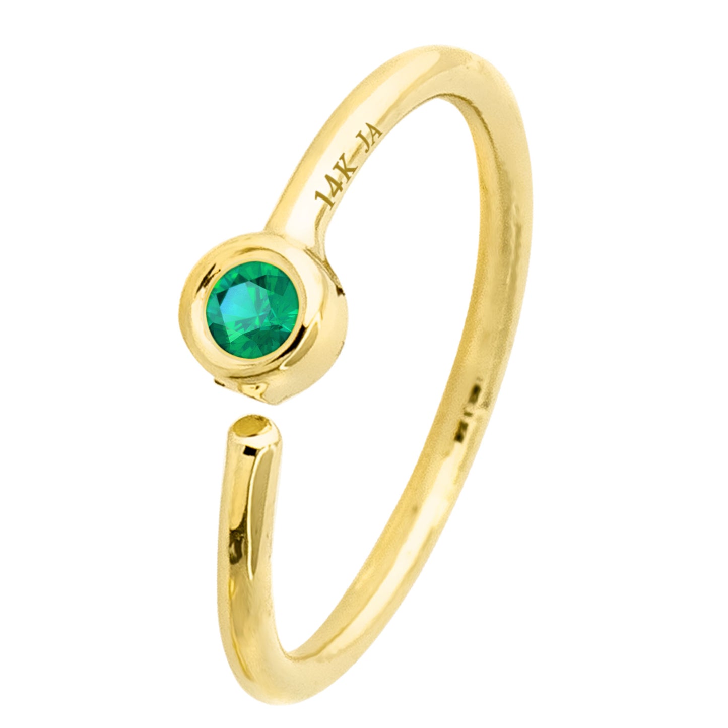 Jewelry Avalanche 20G 14K Gold Bezel Set Emerald Nose Hoop Ring, 8mm, May Birthstone