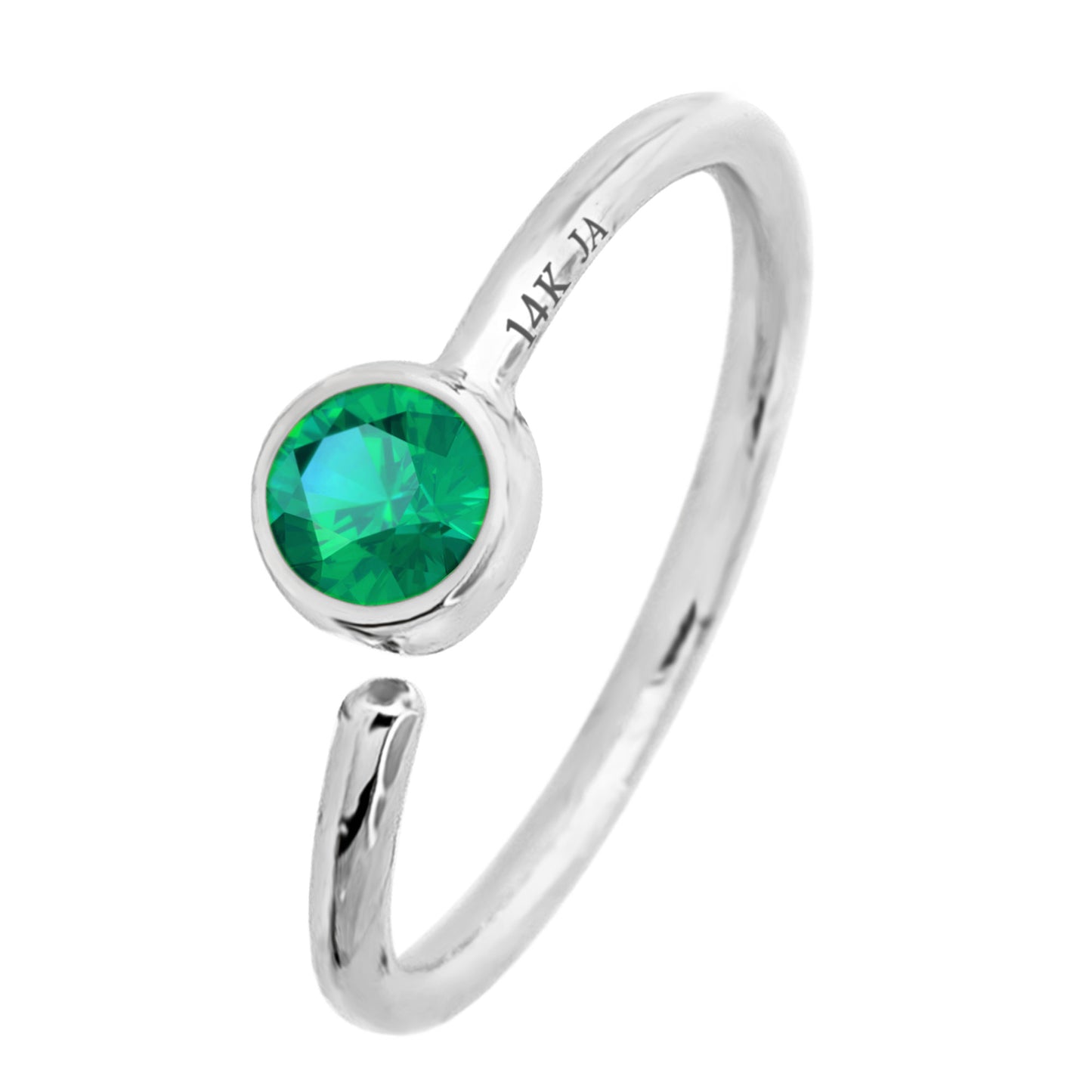 Jewelry Avalanche 20G 14K Gold Bezel Set Emerald Nose Hoop Ring, 8mm, May Birthstone