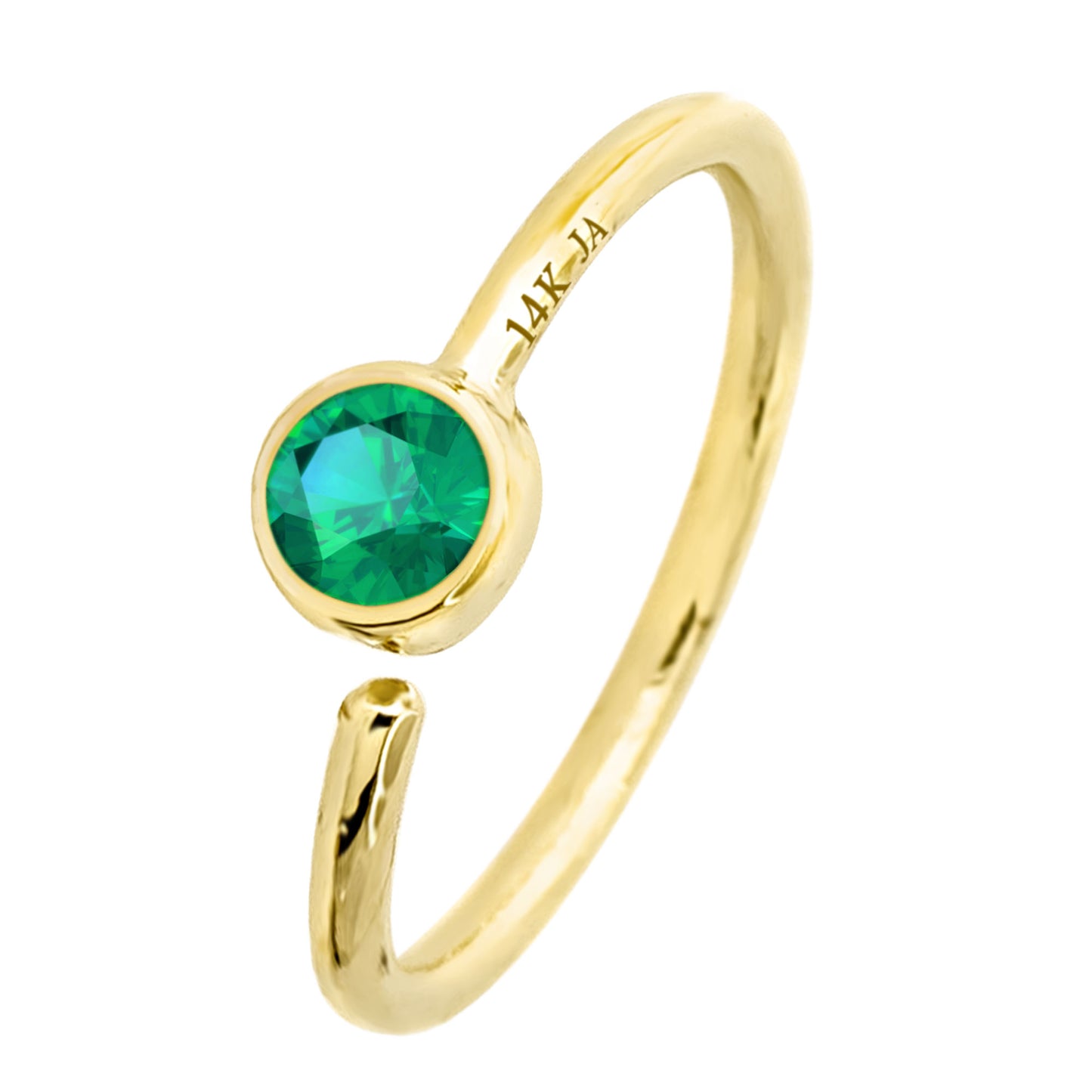 Jewelry Avalanche 20G 14K Gold Bezel Set Emerald Nose Hoop Ring, 8mm, May Birthstone