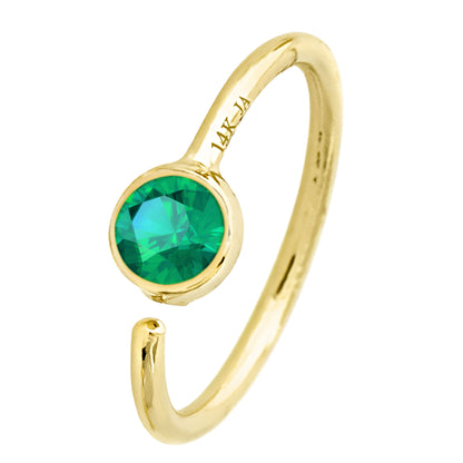 Jewelry Avalanche 20G 14K Gold Bezel Set Emerald Nose Hoop Ring, 8mm, May Birthstone