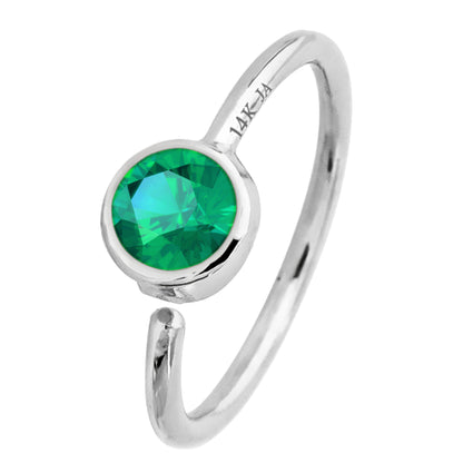Jewelry Avalanche 20G 14K Gold Bezel Set Emerald Nose Hoop Ring, 8mm, May Birthstone