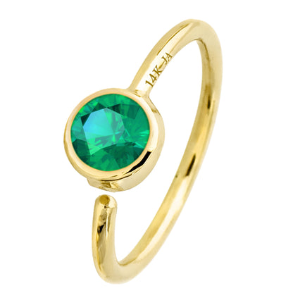 Jewelry Avalanche 20G 14K Gold Bezel Set Emerald Nose Hoop Ring, 8mm, May Birthstone