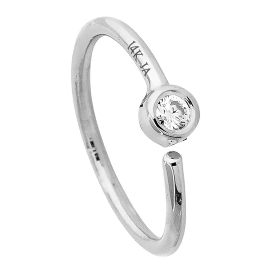 Jewelry Avalanche 20G 14K Gold Moissanite Nose Hoop Ring, Bezel Set, 8mm Twist-open