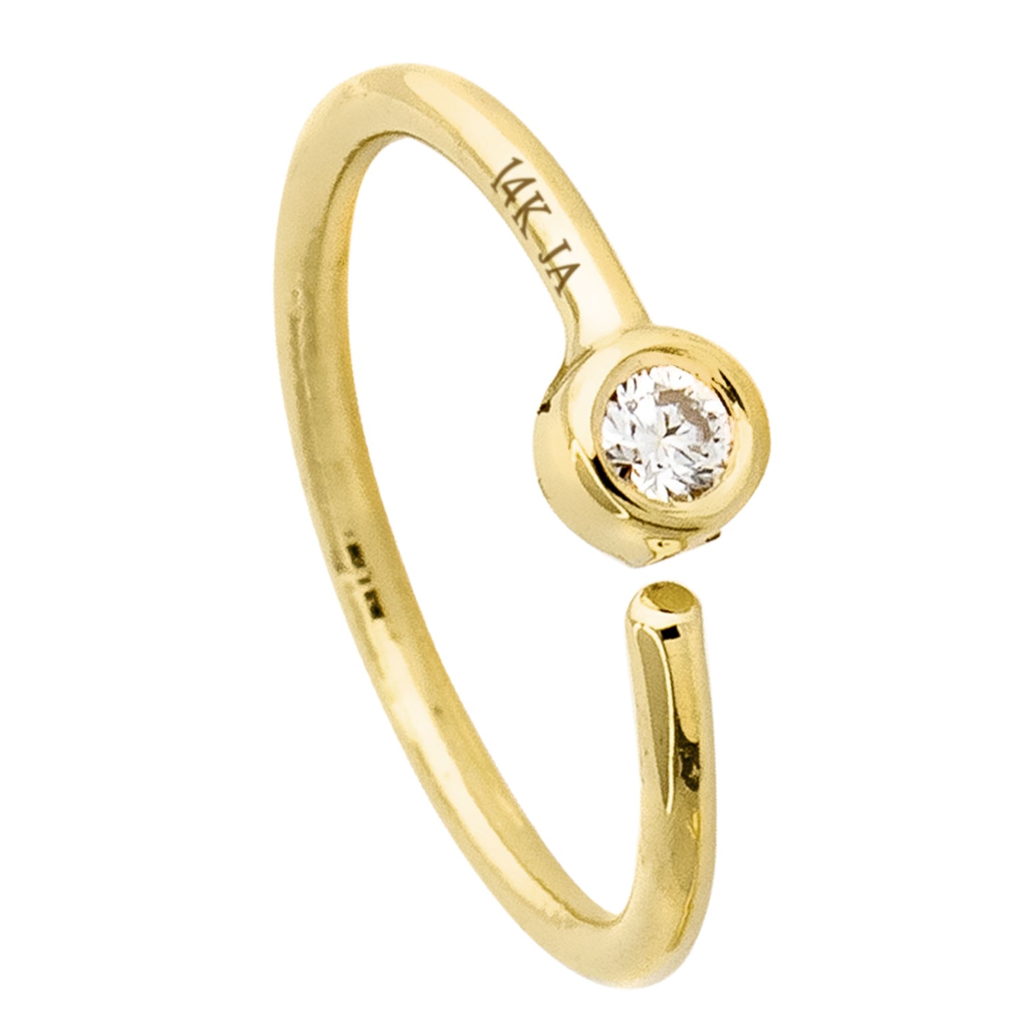 Jewelry Avalanche 20G 14K Gold Moissanite Nose Hoop Ring, Bezel Set, 8mm Twist-open