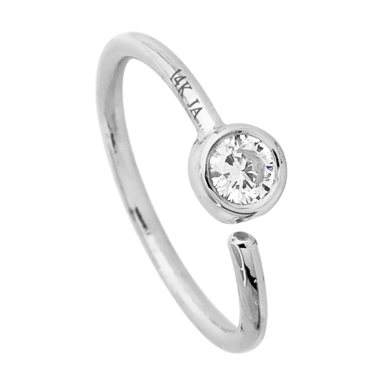 Jewelry Avalanche 20G 14K Gold Moissanite Nose Hoop Ring, Bezel Set, 8mm Twist-open