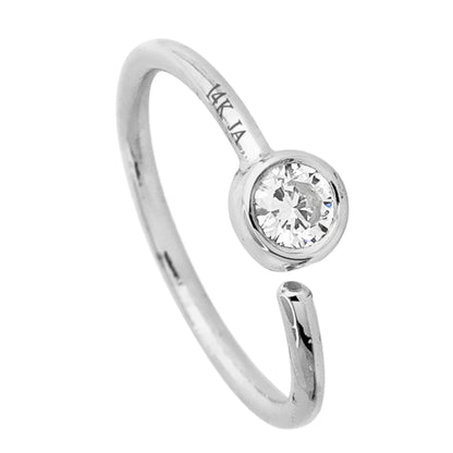 Jewelry Avalanche 20G 14K Gold Moissanite Nose Hoop Ring, Bezel Set, 8mm Twist-open
