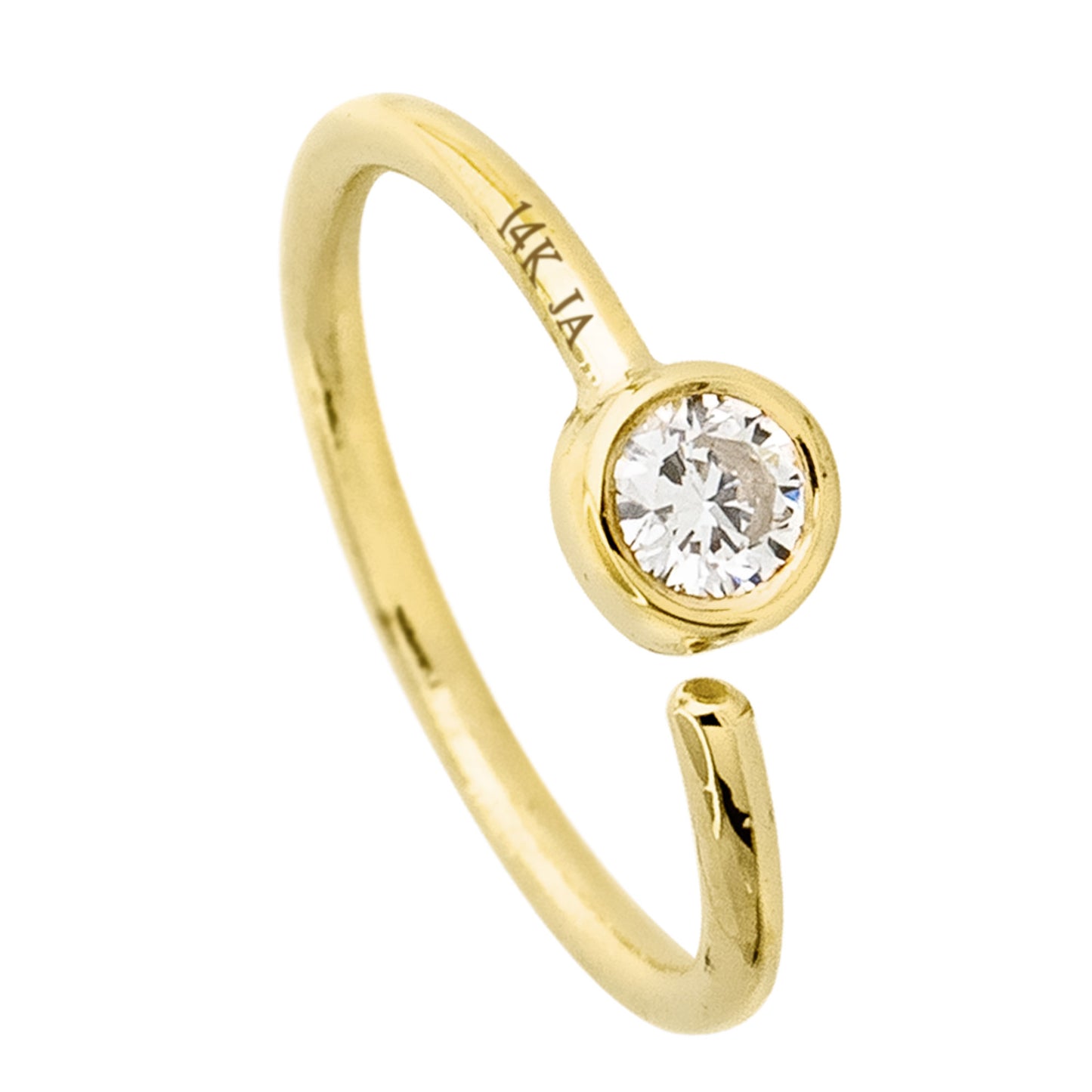 Jewelry Avalanche 20G 14K Gold Moissanite Nose Hoop Ring, Bezel Set, 8mm Twist-open