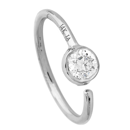 Jewelry Avalanche 20G 14K Gold Moissanite Nose Hoop Ring, Bezel Set, 8mm Twist-open