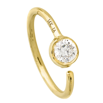 Jewelry Avalanche 20G 14K Gold Moissanite Nose Hoop Ring, Bezel Set, 8mm Twist-open