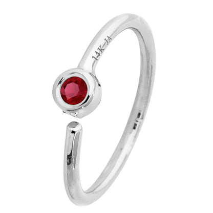 Jewelry Avalanche 20G 14K Gold Ruby Nose Hoop Ring, Bezel Set, 8mm Twist-open