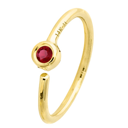Jewelry Avalanche 20G 14K Gold Ruby Nose Hoop Ring, Bezel Set, 8mm Twist-open