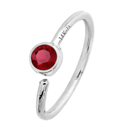 Jewelry Avalanche 20G 14K Gold Ruby Nose Hoop Ring, Bezel Set, 8mm Twist-open