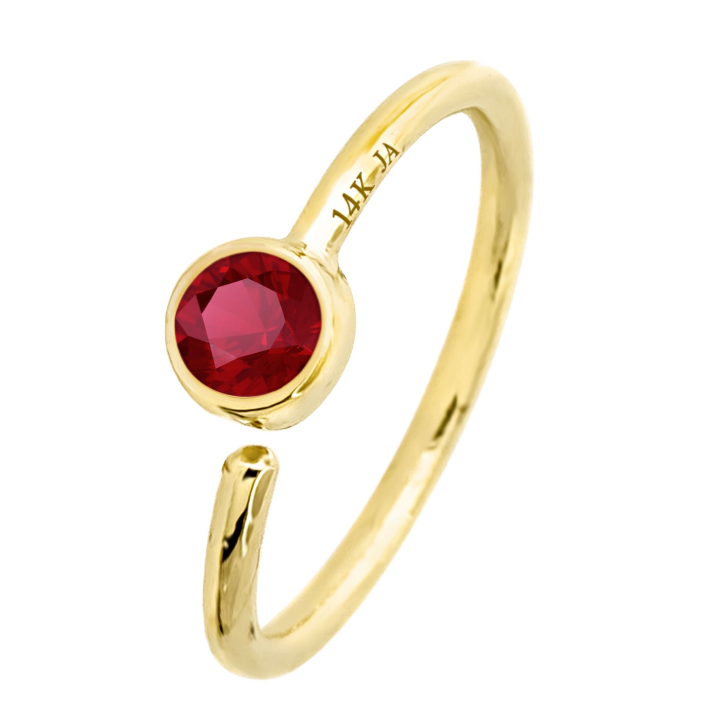 Jewelry Avalanche 20G 14K Gold Ruby Nose Hoop Ring, Bezel Set, 8mm Twist-open