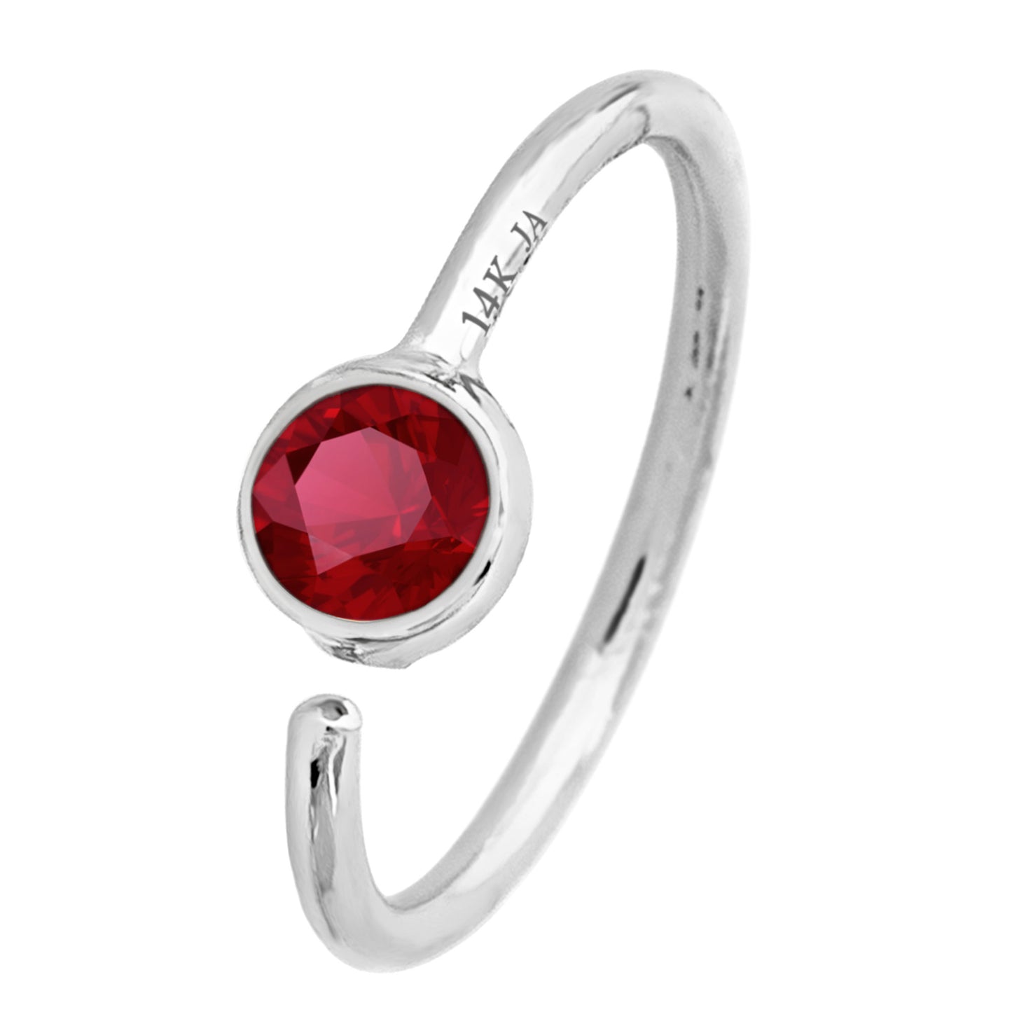 Jewelry Avalanche 20G 14K Gold Ruby Nose Hoop Ring, Bezel Set, 8mm Twist-open