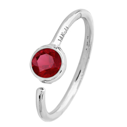 Jewelry Avalanche 20G 14K Gold Ruby Nose Hoop Ring, Bezel Set, 8mm Twist-open