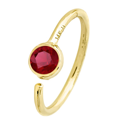 Jewelry Avalanche 20G 14K Gold Ruby Nose Hoop Ring, Bezel Set, 8mm Twist-open