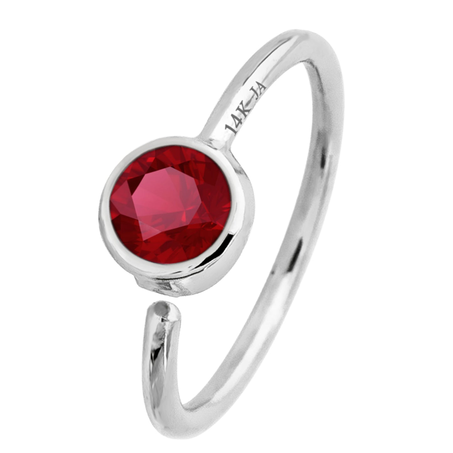 Jewelry Avalanche 20G 14K Gold Ruby Nose Hoop Ring, Bezel Set, 8mm Twist-open