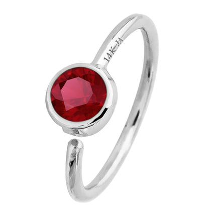 Jewelry Avalanche 20G 14K Gold Ruby Nose Hoop Ring, Bezel Set, 8mm Twist-open