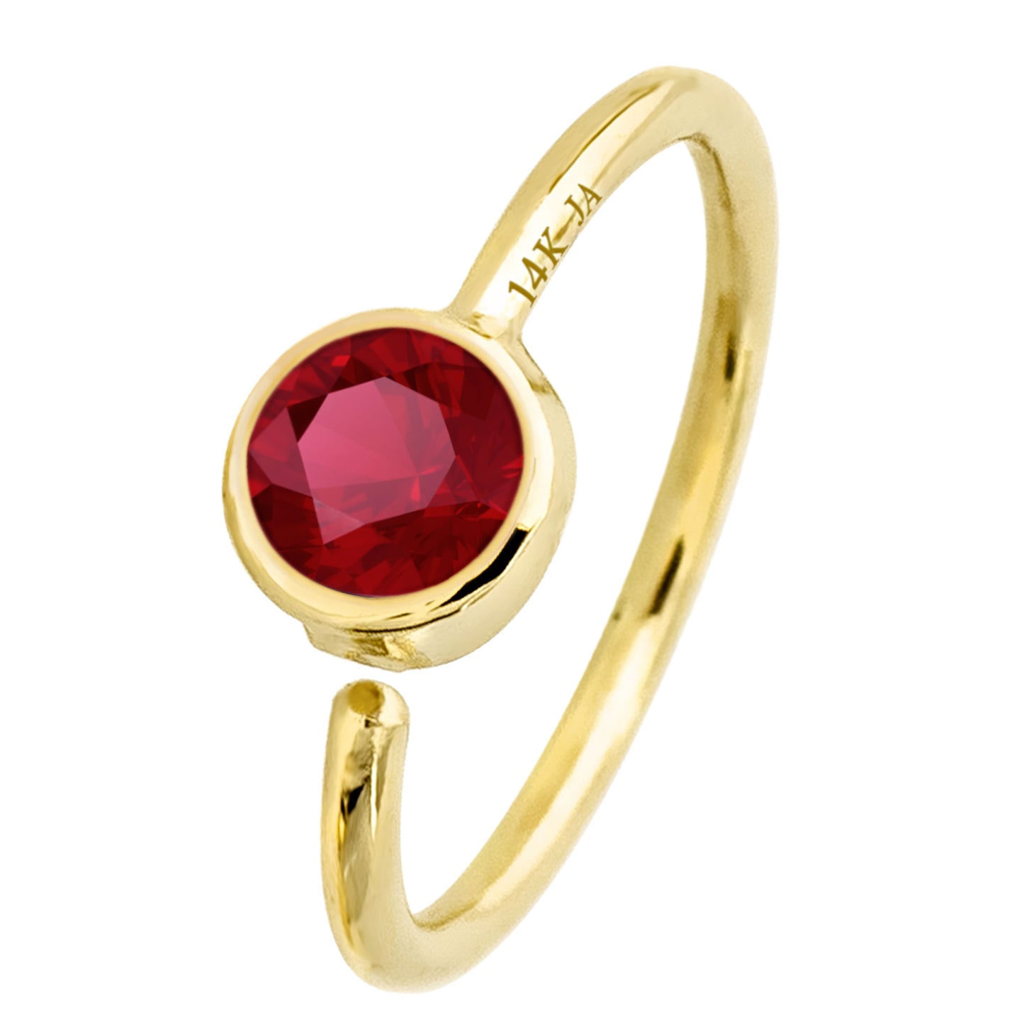 Jewelry Avalanche 20G 14K Gold Ruby Nose Hoop Ring, Bezel Set, 8mm Twist-open