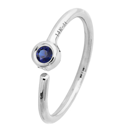 Jewelry Avalanche 20G 14K Gold Bezel Set Blue Sapphire Nose Hoop Ring, 8mm Twist-open