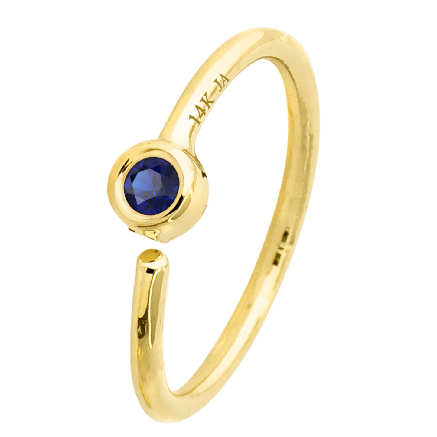 Jewelry Avalanche 20G 14K Gold Bezel Set Blue Sapphire Nose Hoop Ring, 8mm Twist-open