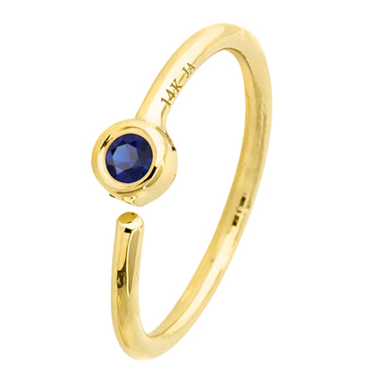 Jewelry Avalanche 20G 14K Gold Bezel Set Blue Sapphire Nose Hoop Ring, 8mm Twist-open