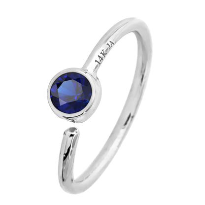 Jewelry Avalanche 20G 14K Gold Bezel Set Blue Sapphire Nose Hoop Ring, 8mm Twist-open