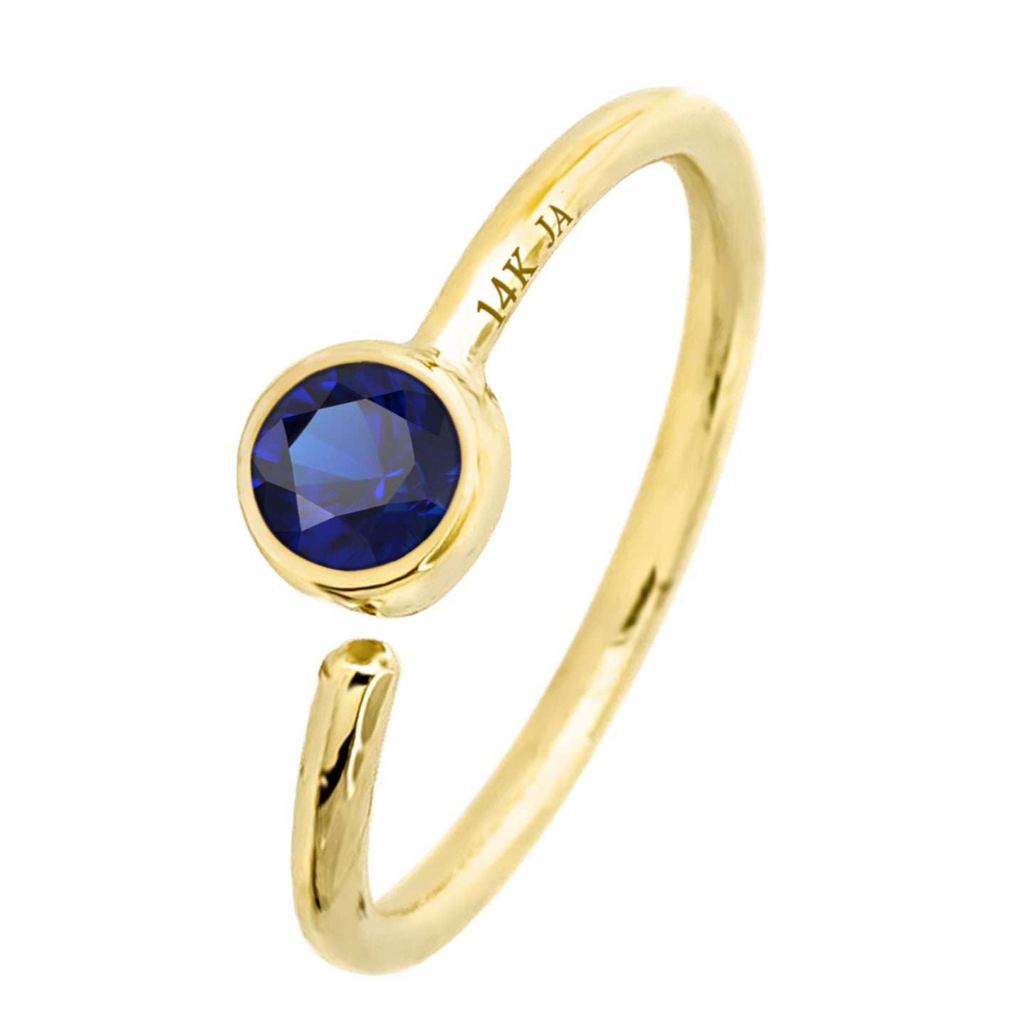 Jewelry Avalanche 20G 14K Gold Bezel Set Blue Sapphire Nose Hoop Ring, 8mm Twist-open