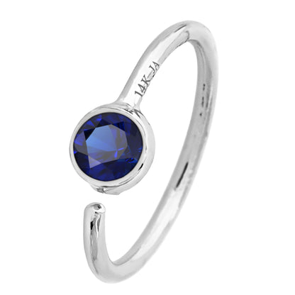 Jewelry Avalanche 20G 14K Gold Bezel Set Blue Sapphire Nose Hoop Ring, 8mm Twist-open