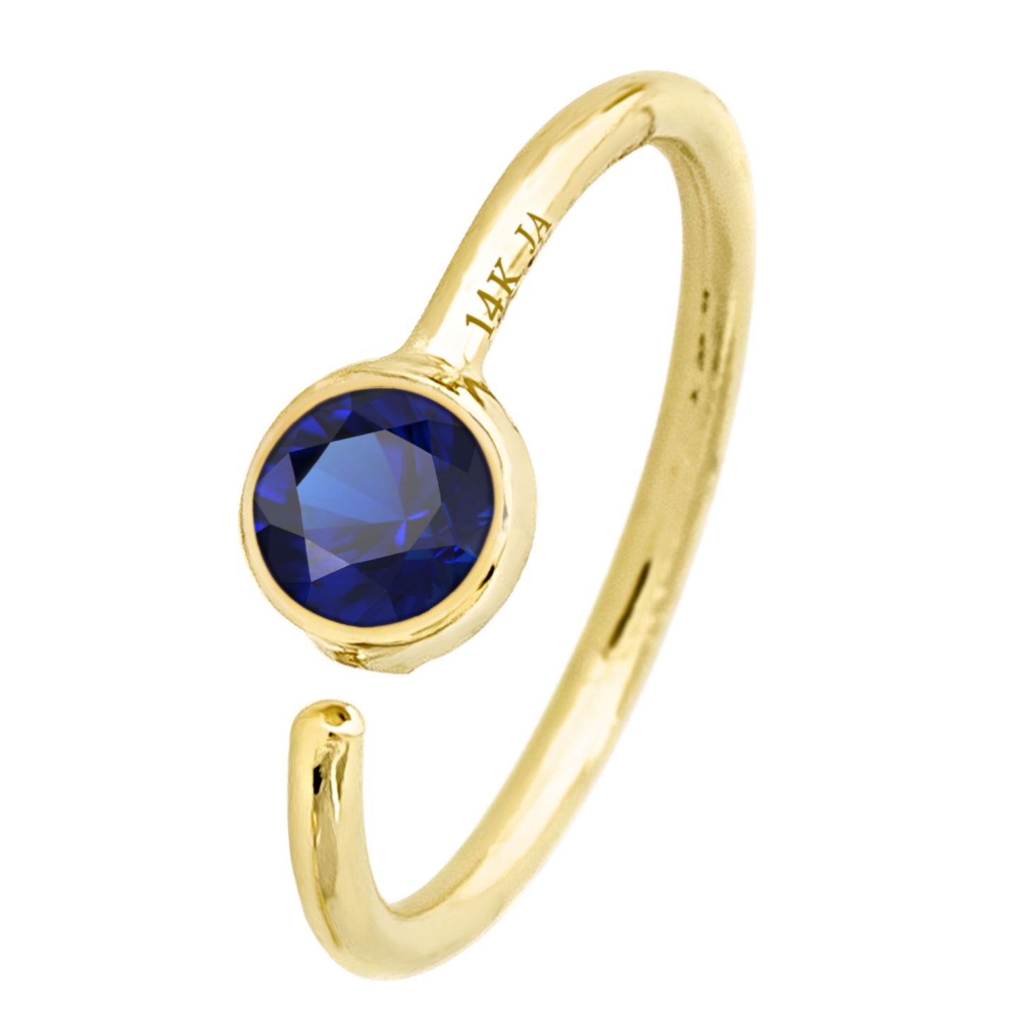 Jewelry Avalanche 20G 14K Gold Bezel Set Blue Sapphire Nose Hoop Ring, 8mm Twist-open