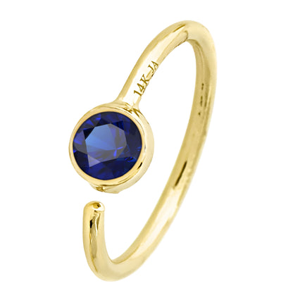 Jewelry Avalanche 20G 14K Gold Bezel Set Blue Sapphire Nose Hoop Ring, 8mm Twist-open