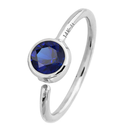 Jewelry Avalanche 20G 14K Gold Bezel Set Blue Sapphire Nose Hoop Ring, 8mm Twist-open